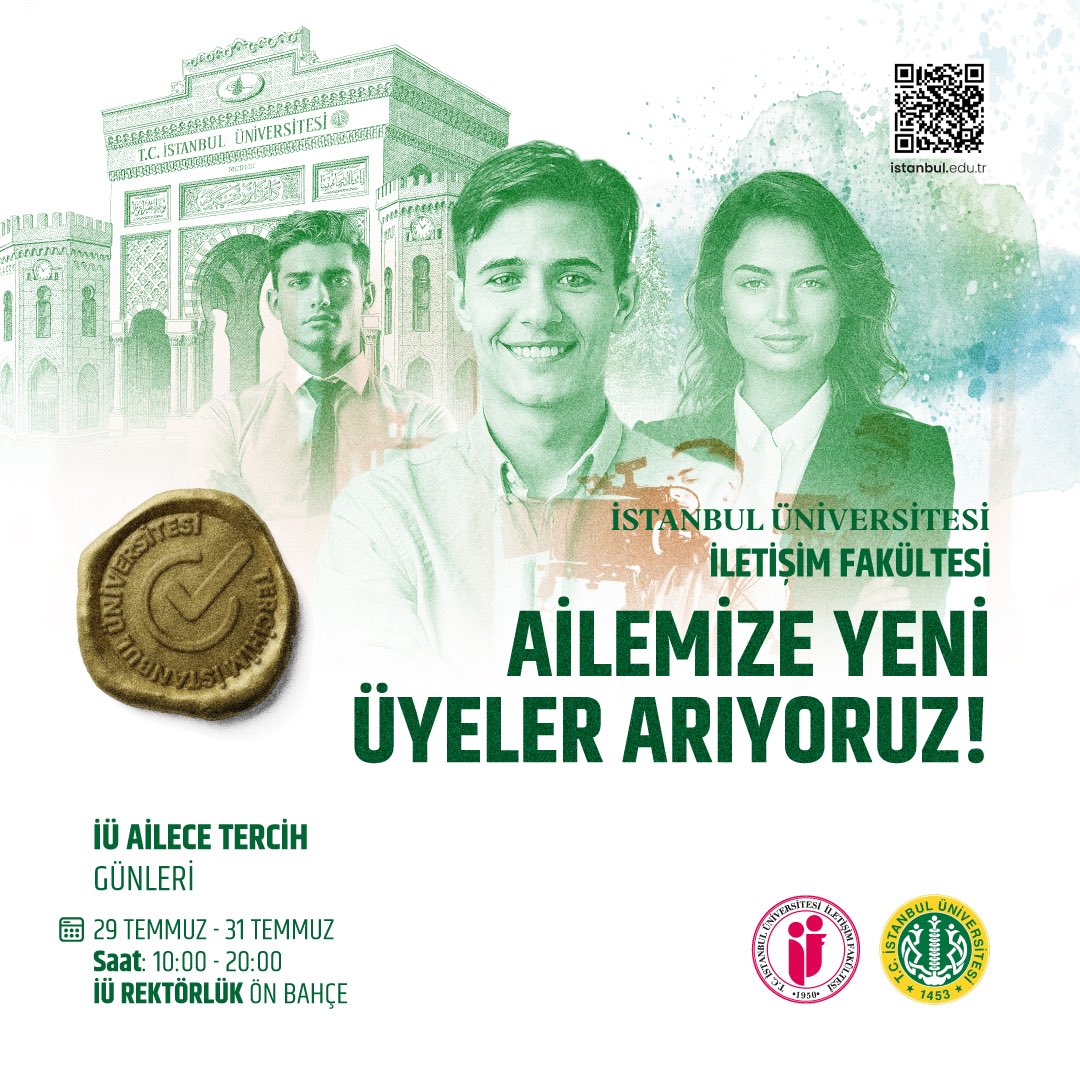 istuniresmi's tweet image. 2030’da medya dünyasında söz sahibi olmak ister misiniz?
🎙️ Türkiye’nin ilk ve en köklü iletişim fakültesinde; gazetecilikten dijital medyaya, halkla ilişkilerden sinema-TV’ye uzanan bir yolculuk sizi bekliyor.
📡 Geleceğin medya profesyonelleri burada yetişiyor!