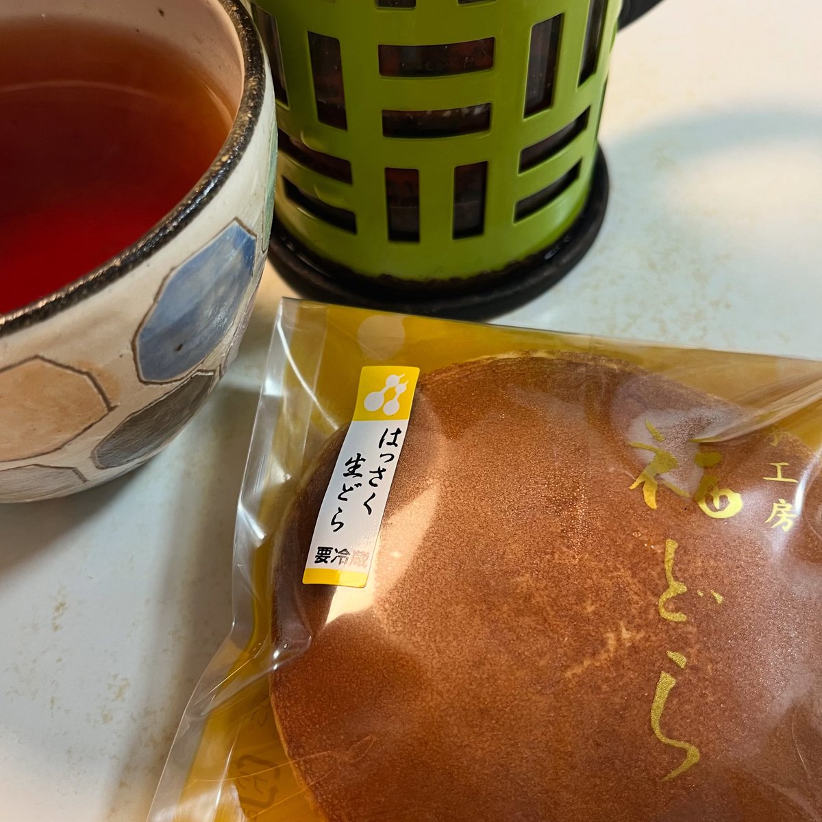 danchiing's tweet image. 紅茶の時間 住吉 「福どら」のはっさく生どらとともに 果肉の甘みとさっぱりしたクリームがまいう！