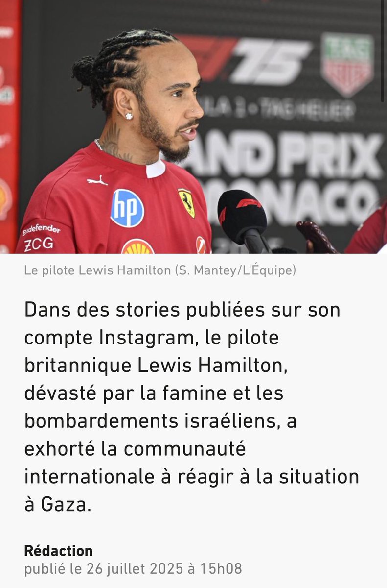 MoonMonira's tweet image. Lewis Hamilton sur la famine et le génocide à Gaza : « On ne peut plus rester silencieux »