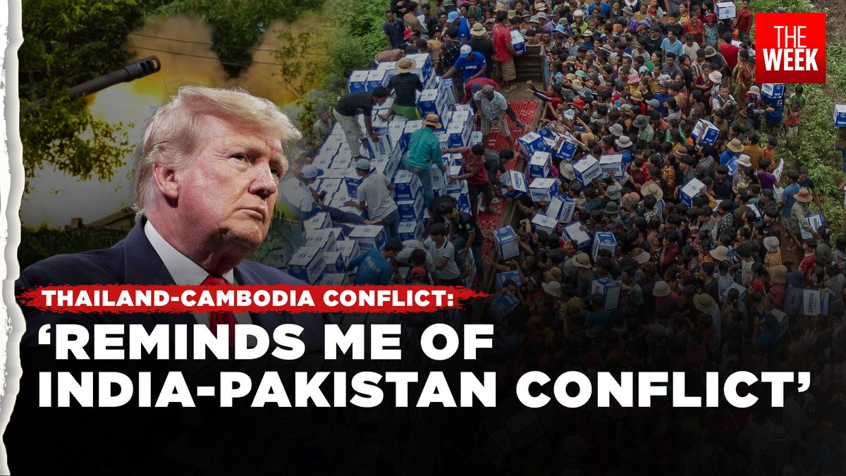 TheWeekLive's tweet image. Thailand-Cambodia war | US President Donald Trump seeks to broker ceasefire using trade
Cross-border shelling between Thailand and Cambodia has escalated as the conflict drags on for a third day, with more than 30 people killed and more than 10,000 displaced.…