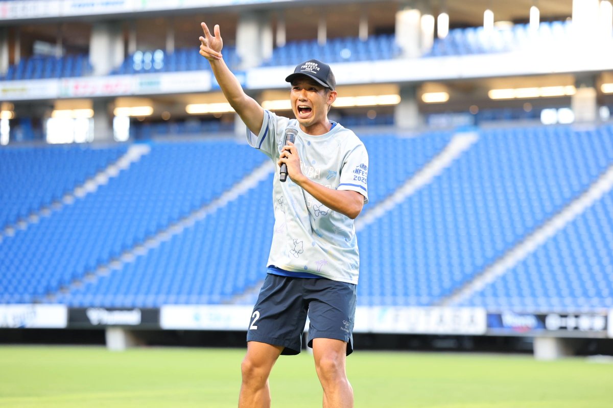 GAMBA_OFFICIAL's tweet image. 選手企画第三弾は
「ガンバ大阪人狼リフティング」⚽
見事、人狼チームが勝利✨
罰ゲームは市民チームを代表して #福岡将太 選手に🤣
#GAMBAFANFESTA2025
#ガンバ大阪 #GAMBAOSAKA