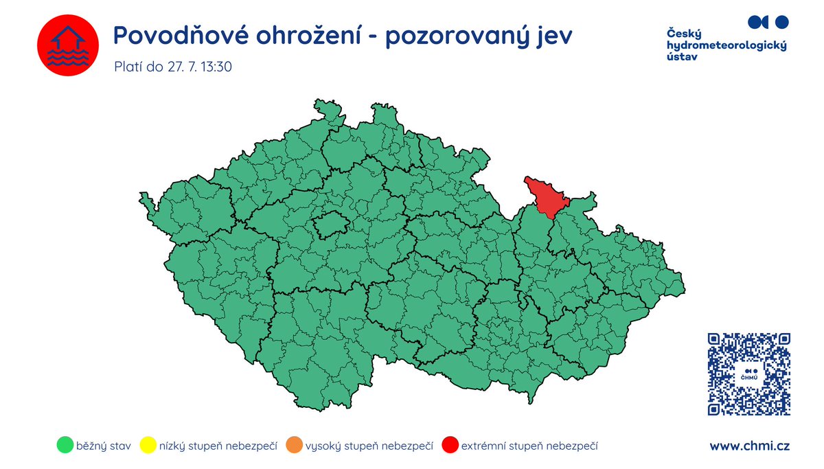 CHMUCHMI's tweet image. ⚠️ Aktualizace výstrahy ČHMÚ
❗️ Tato výstraha upřesňuje územní i časovou platnost varování před vydatnými srážkami a v některých oblastech zvyšuje stupeň nebezpečí, zároveň upřesňuje i varování před povodňovými jevy.
🌧️ V oblasti Jeseníků, Rychlebských hor, Králického Sněžníku a…