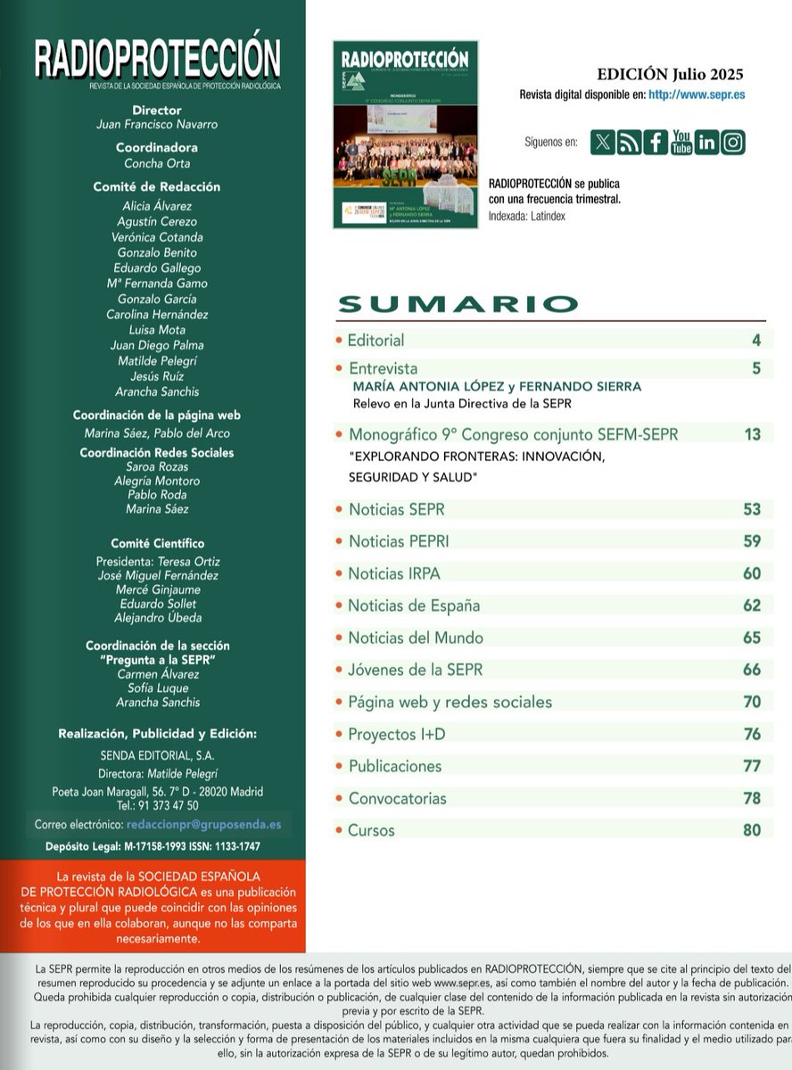 🆕 ¡Nuevo número (113) de la revista Radioprotección! 🌞

🆓 ¡La revista Radioprotección en acceso abierto! 👀

🆒 No os perdáis el monográfico del IX Congreso Conjunto de la <a href="/SocEspPR/">SEPR</a> y la <a href="/SEFM_redes/">SEFM</a>, las entrevistas a M. A. López y F. Sierra y ++ 👇

🔗 sepr.es/recursos/revis…