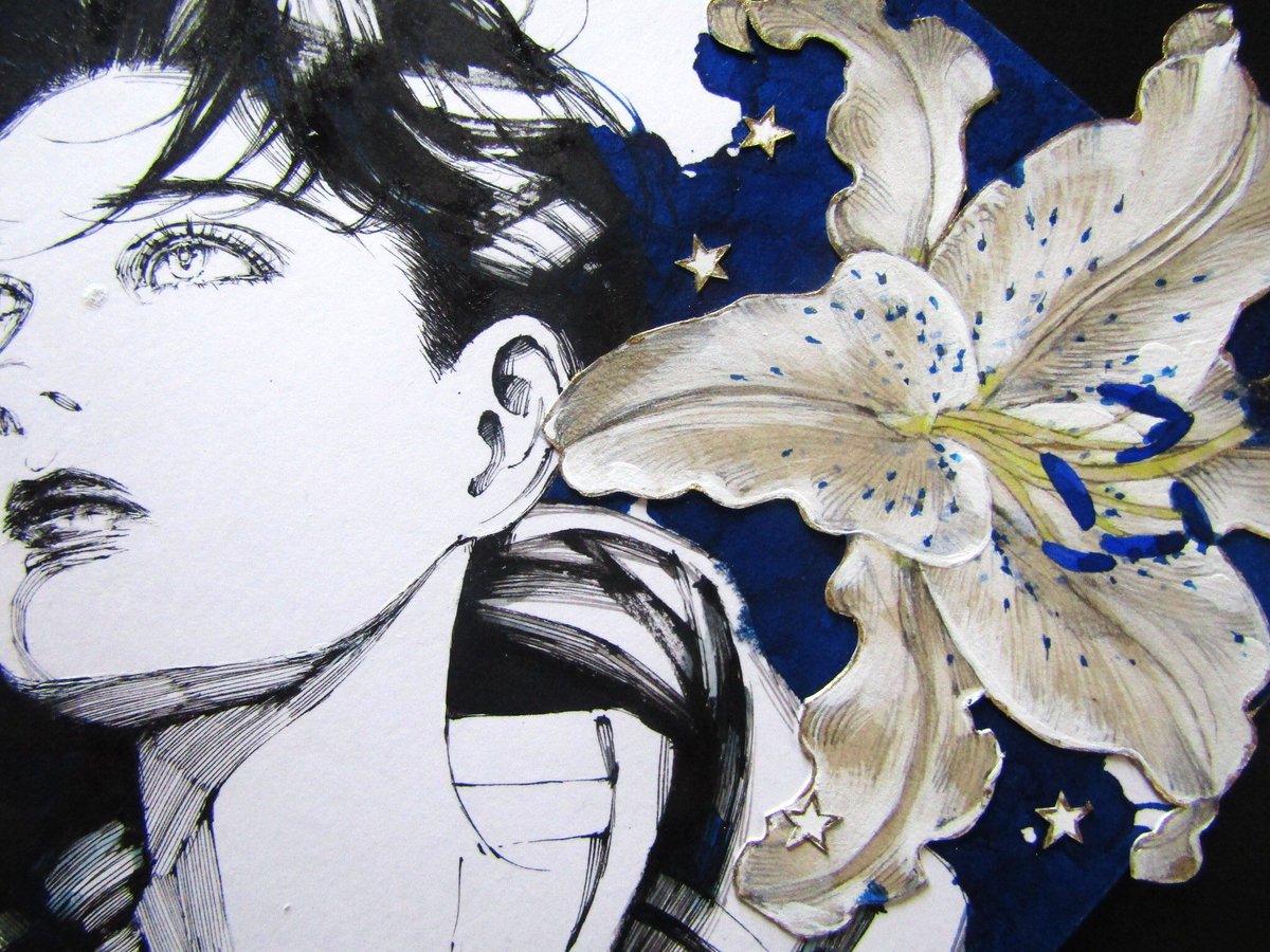 オンラインストアにミクストメディアドローイング [Blue Ointment No