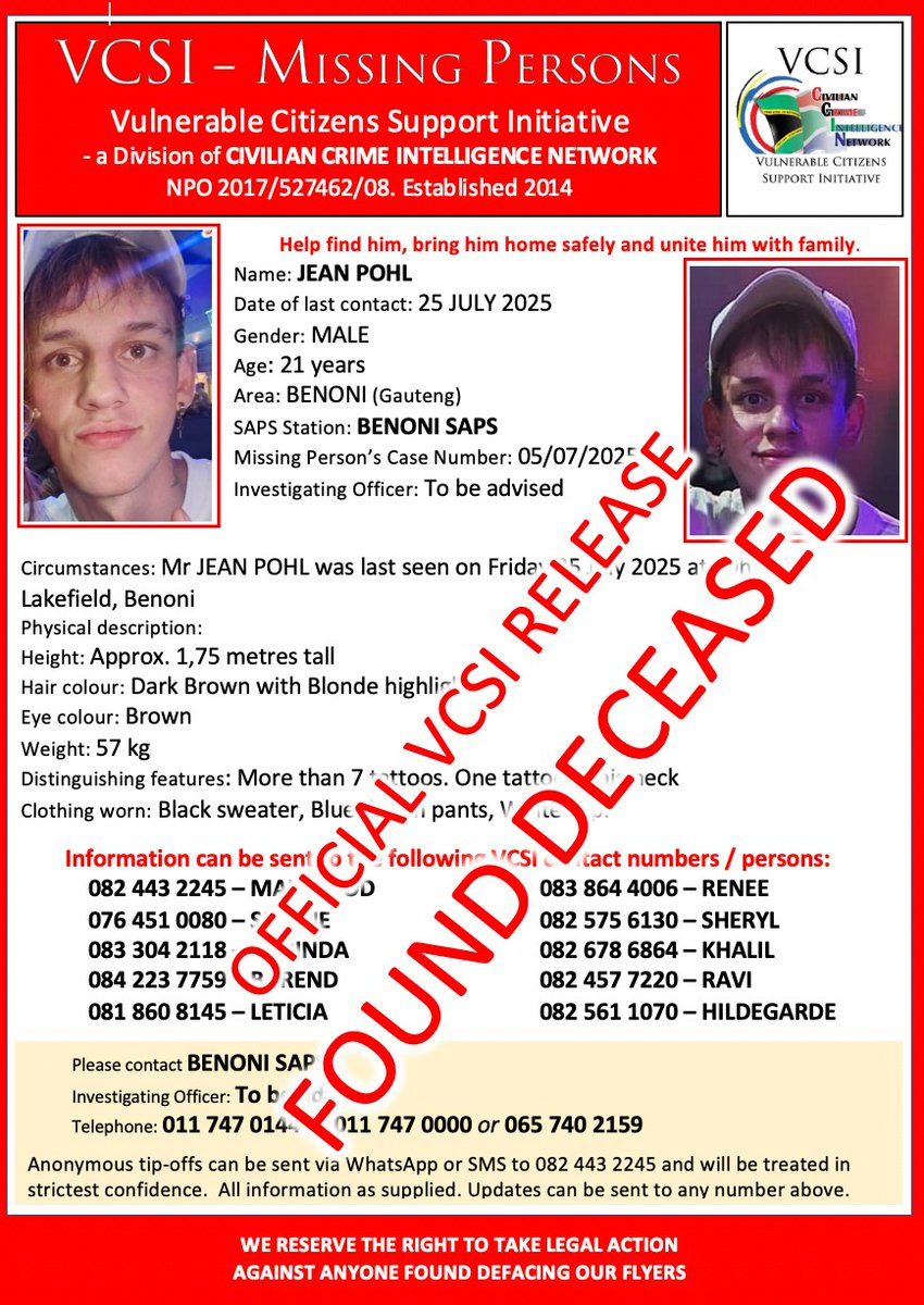 SCP_SECURITY's tweet image. 🚨 Missing Person Found Deceased 🚨
We are deeply saddened to report that a person previously reported missing has been found deceased.
Our heartfelt condolences go out to the family and loved ones during this difficult time. 💔
🙏 May they rest in peace.
#MissingPerson#VCSI
