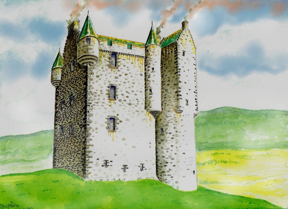 andrewsp2009's tweet image. Ardvreck Castle (Scotland) layout measurement sketch & my watercolour reconstruction from 2013. Haven't really done any castle watercolours since 2013 as I have been drawing with Paint on real images of ruins instead. Must get back to doing watercolour reconstructions sometime.
