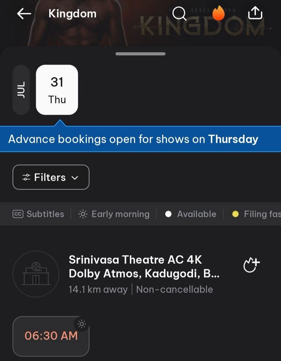 VDTrendsOffl's tweet image. Bengaluru srinivasa kadugodi early morning show opened 🔥
#Kingdom #KingdomBookings