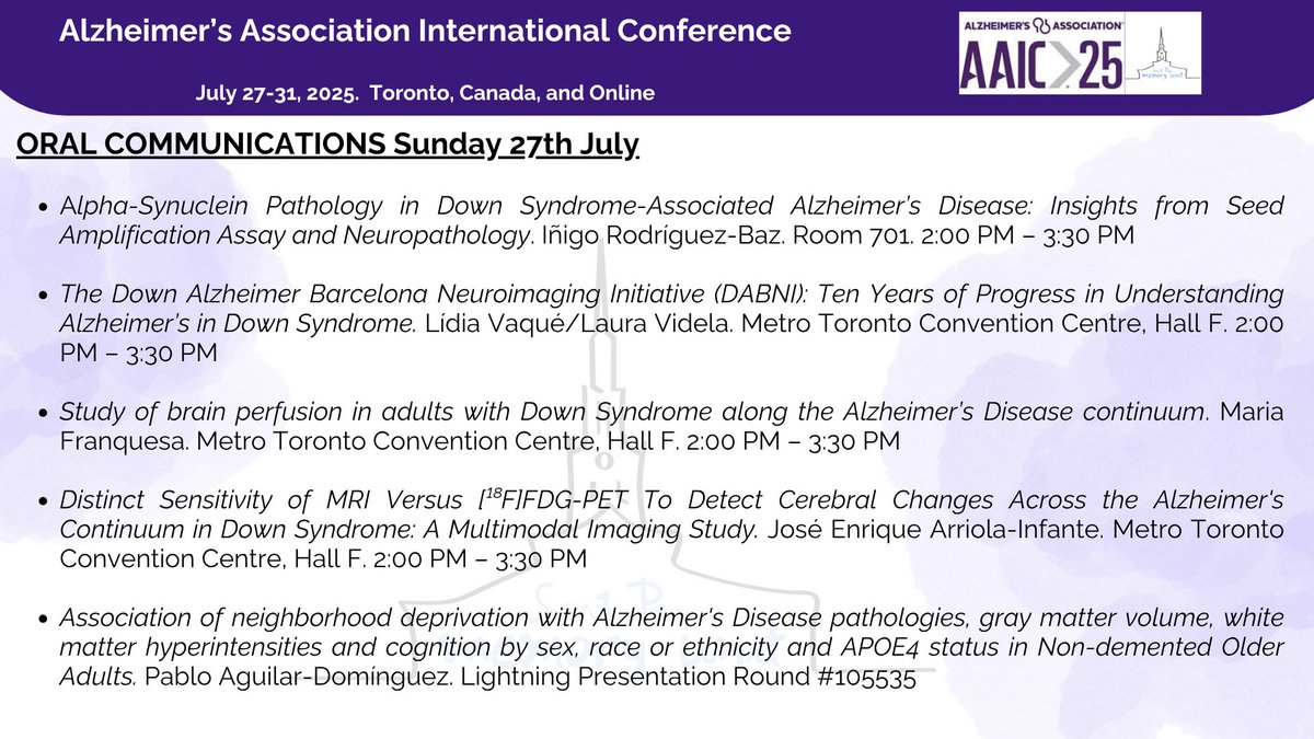 SantPauMemory's tweet image. Sunday at #AAIC2025 kicks off with exciting presentations from @SantPauMemory and collaborators 🧠🚀 #ENDAlz
