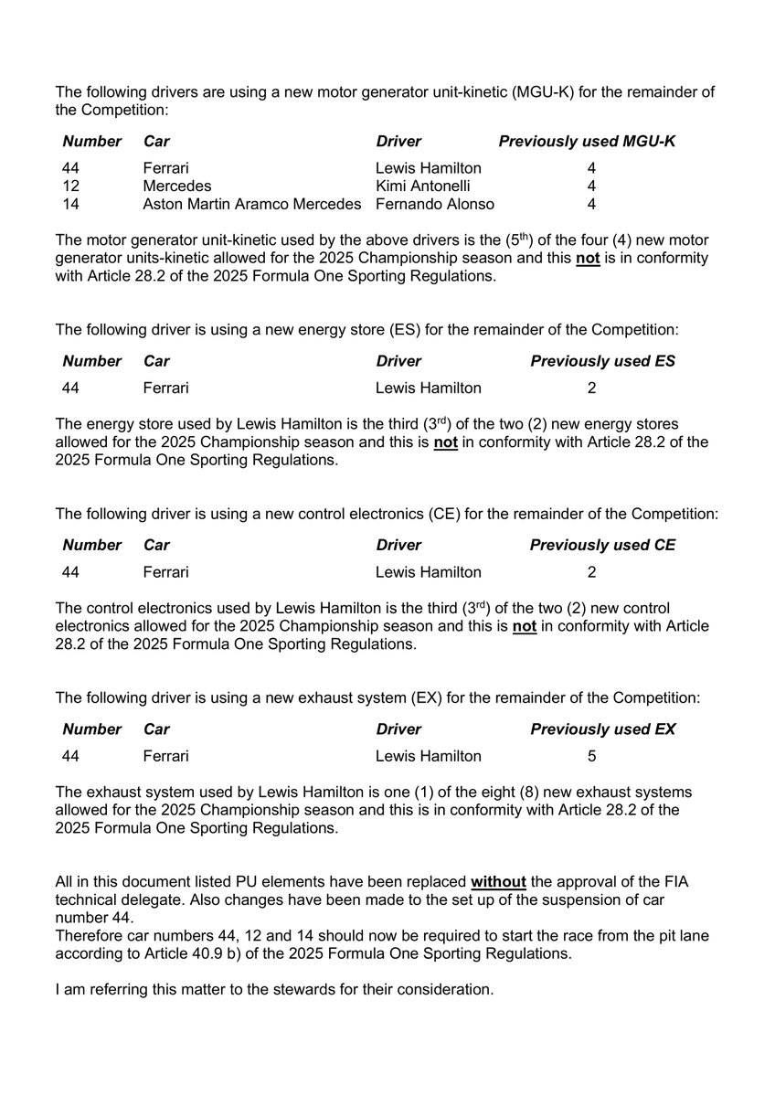 fiadocsbot's tweet image. New document: Doc 55 - Parc Fermé Issues
Published on 27.07.25 11:23 CET
fia.com/system/files/d…
#F1 #Formula1 #FIA #BelgianGP 🇧🇪