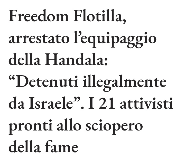 AngeloSab82's tweet image. 🔴 L’organizzazione Gaza Freedom Flotilla denuncia che l’equipaggio della nave Handala è “illegalmente detenuto da Israele”, dopo essere stato “sequestrato". Questa è la prova che Israele non sta dalla parte dei palestinesi e utilizza Hamas come scusa per radere al suolo Gaza. 🇯🇴