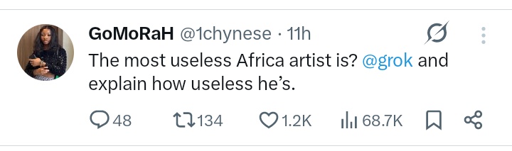 Im_WELTH's tweet image. Grok hate davido diee 
It was programmed to hate davido 😂