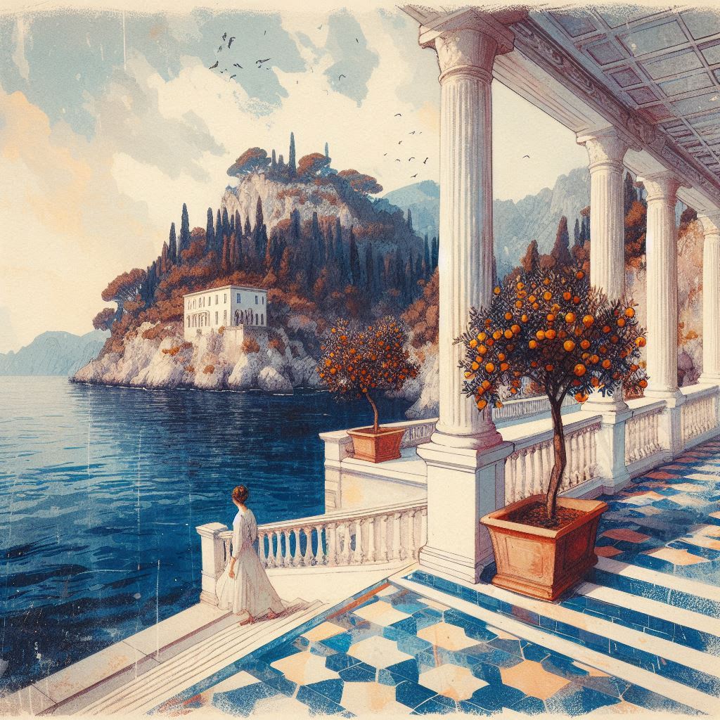 stevegilham1's tweet image. Aegean Tranquillity ๐๐๏ธ
By the calm sea, she stands in quiet grace ๐
๐ณ,
With orange blooms and pillars in their place ๐๐๏ธ.