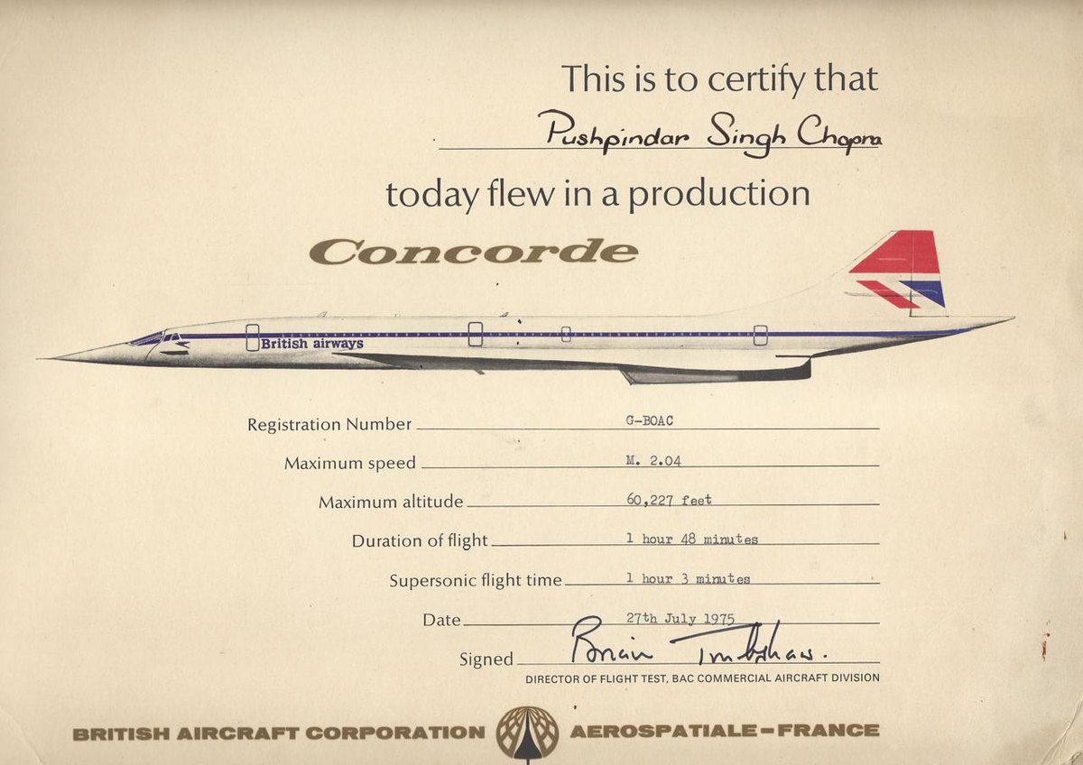 As most of you know, Vayu Aerospace Review is celebrating its 50th Anniversary ⚡️⚡️

Also, exactly 50 years ago on 27 July 1975 (and today 27th July 2025), Vayu magazine's Founder and Editor Mr. Pushpindar Singh flew in a Concorde for which post flight he (and others) were