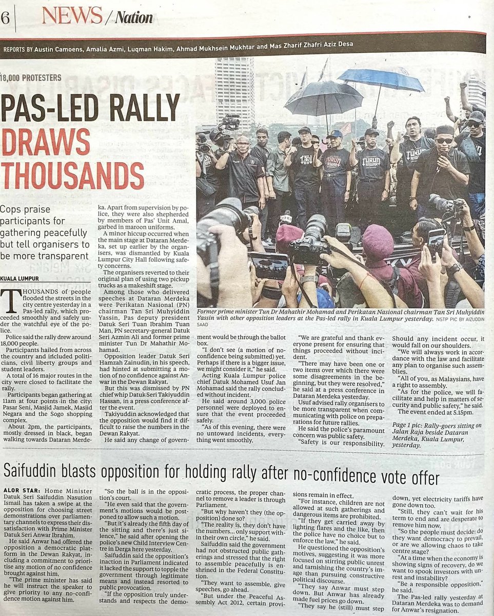mohd_escobar's tweet image. SEMENTARA itu sekitar pemandangan analisis dan rangkuman serta gambar-gambar di dalam akhbar berbahasa Inggeris semasa Himpunan Turun Anwar 2025 di Kuala Lumpur pada 26 Julai 2025