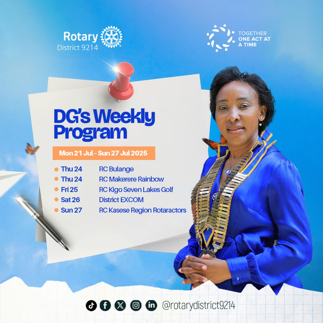 Rotaract Club of Kasese D9214 (@rackasese) on Twitter photo Join us this evening for a special meeting with <a href="/KyeyuneKawooya/">DG Christine Kyeyune Kawooya</a> the District Governor <a href="/rotaryd9214/">RotaryDistrict9214</a>.
📍Kamwe Kamwe Hotel and Spa
⏰ 4pm
#TheSnowWhites Join us this evening for a special meeting with <a href="/KyeyuneKawooya/">DG Christine Kyeyune Kawooya</a> the District Governor <a href="/rotaryd9214/">RotaryDistrict9214</a>.
📍Kamwe Kamwe Hotel and Spa
⏰ 4pm
#TheSnowWhites