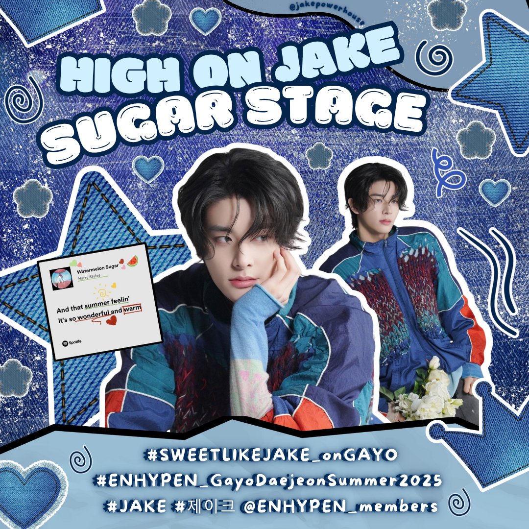jakepowerhouse's tweet image. Almost 5 years of waiting, we will finally witness his solo stage performance today! Keep hyping it up everyone๐๐ป
HIGH ON JAKE SUGAR STAGE
#SWEETLIKEJAKE_onGAYO
#ENHYPEN_GayoDaejeonSummer2025
#JAKE #์ ์ดํฌ @ENHYPEN_members
