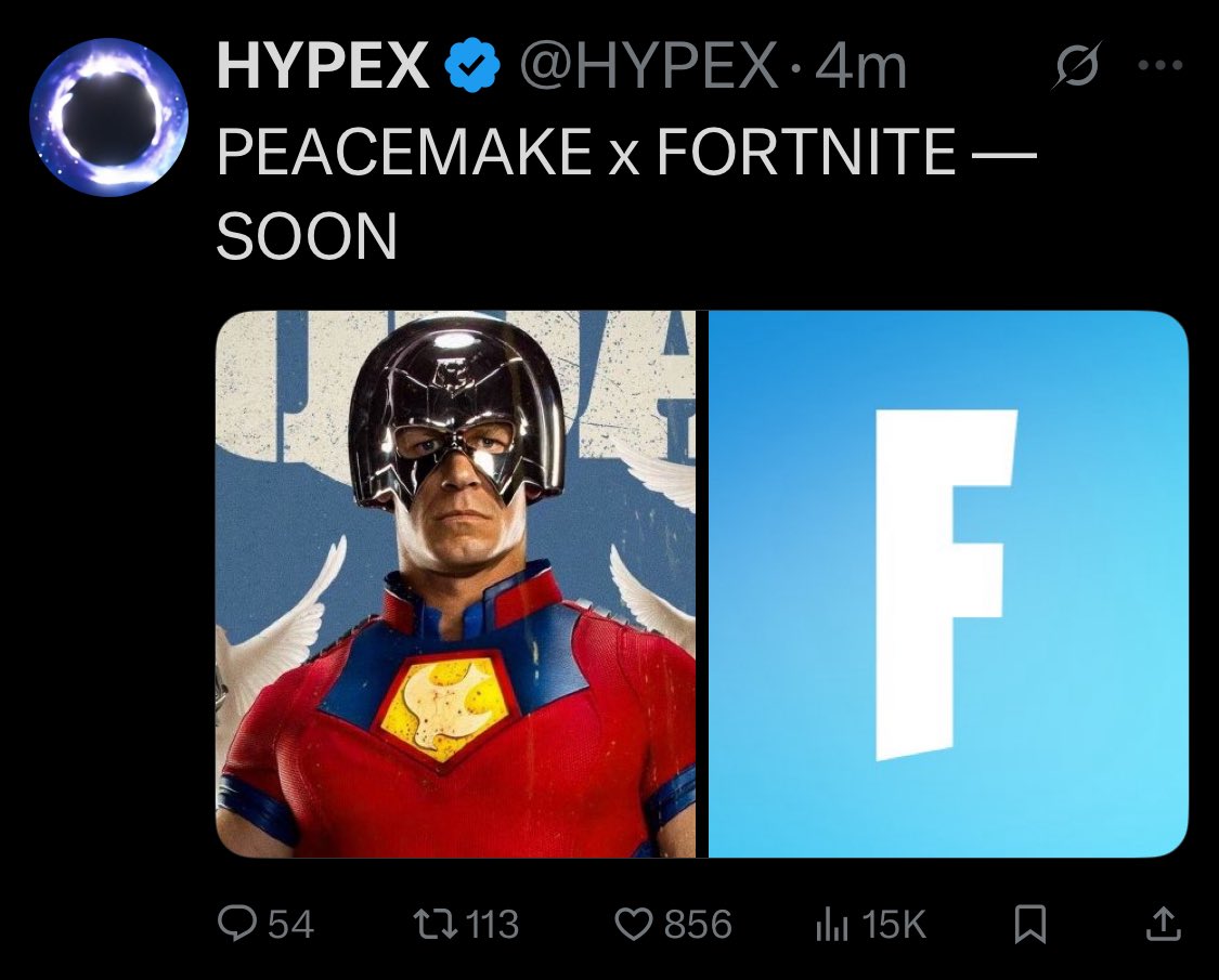 LHibou8's tweet image. I hope Fortnite will bring Peacemaker&apos;s hawk to a low tier in the battlepass