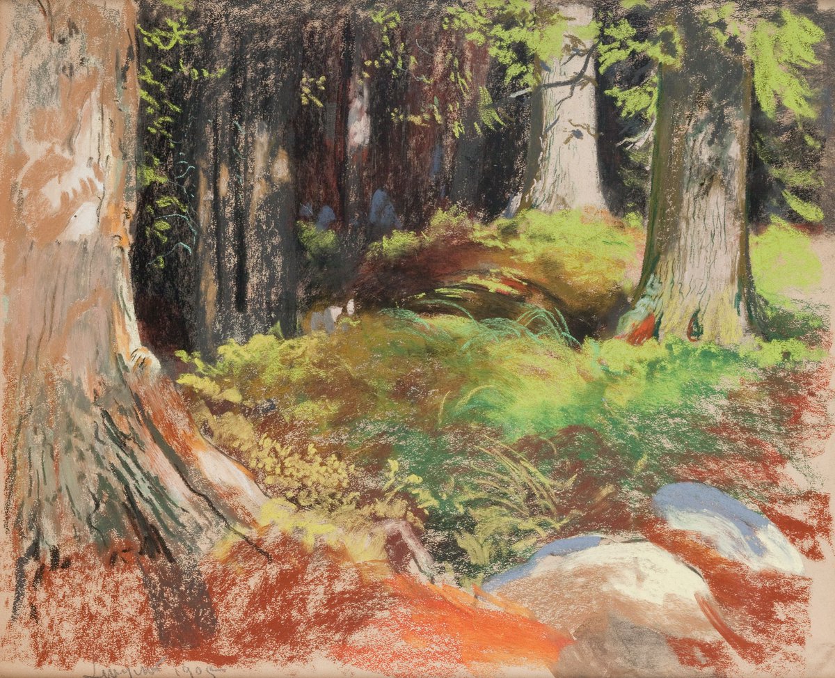 polmastersofart's tweet image. Leon Wyczółkowski - Ranek w Borze Ciemnosmreczyńskim | Las w Zakopanem (akwarela, gwasz, pastel na papierze, 50 x 61 cm), 1905, Muzeum Narodowe w Krakowie. #PolishMastersofArt