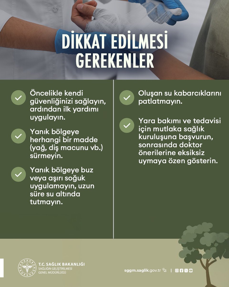 Küçük ihmaller büyük yangınlara, bilinçsiz müdahaleler kalıcı hasarlara yol açabilir.

Tedbir alın, doğru müdahale edin; doğayı ve sağlığınızı koruyun.

#Yanık #Yangın #İlkYardım #OrmanYangınları