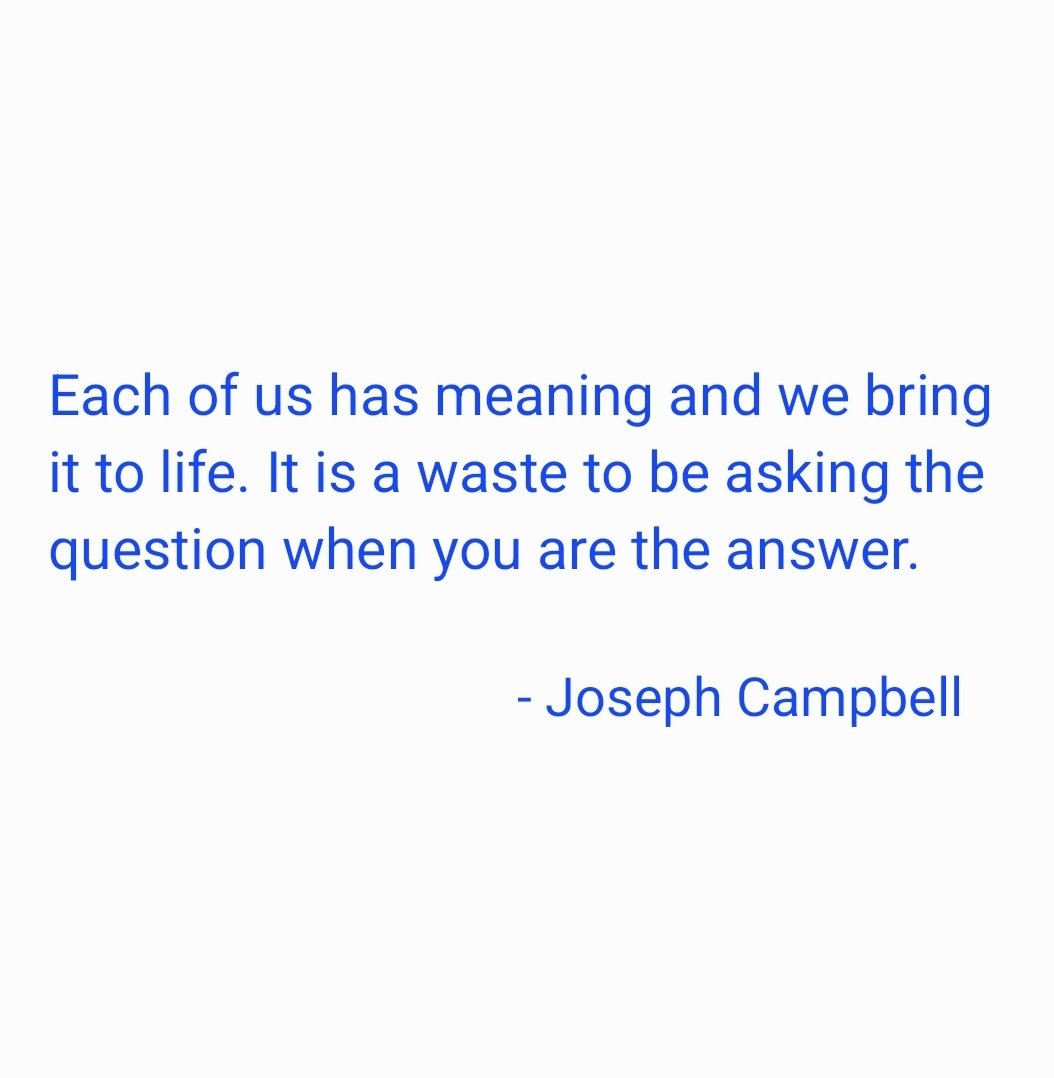 taalamacey's tweet image. &quot;Each of us has meaning and we bring it to life. It is a waste to be asking the question when you are the answer.&quot;

- #josephcampbell