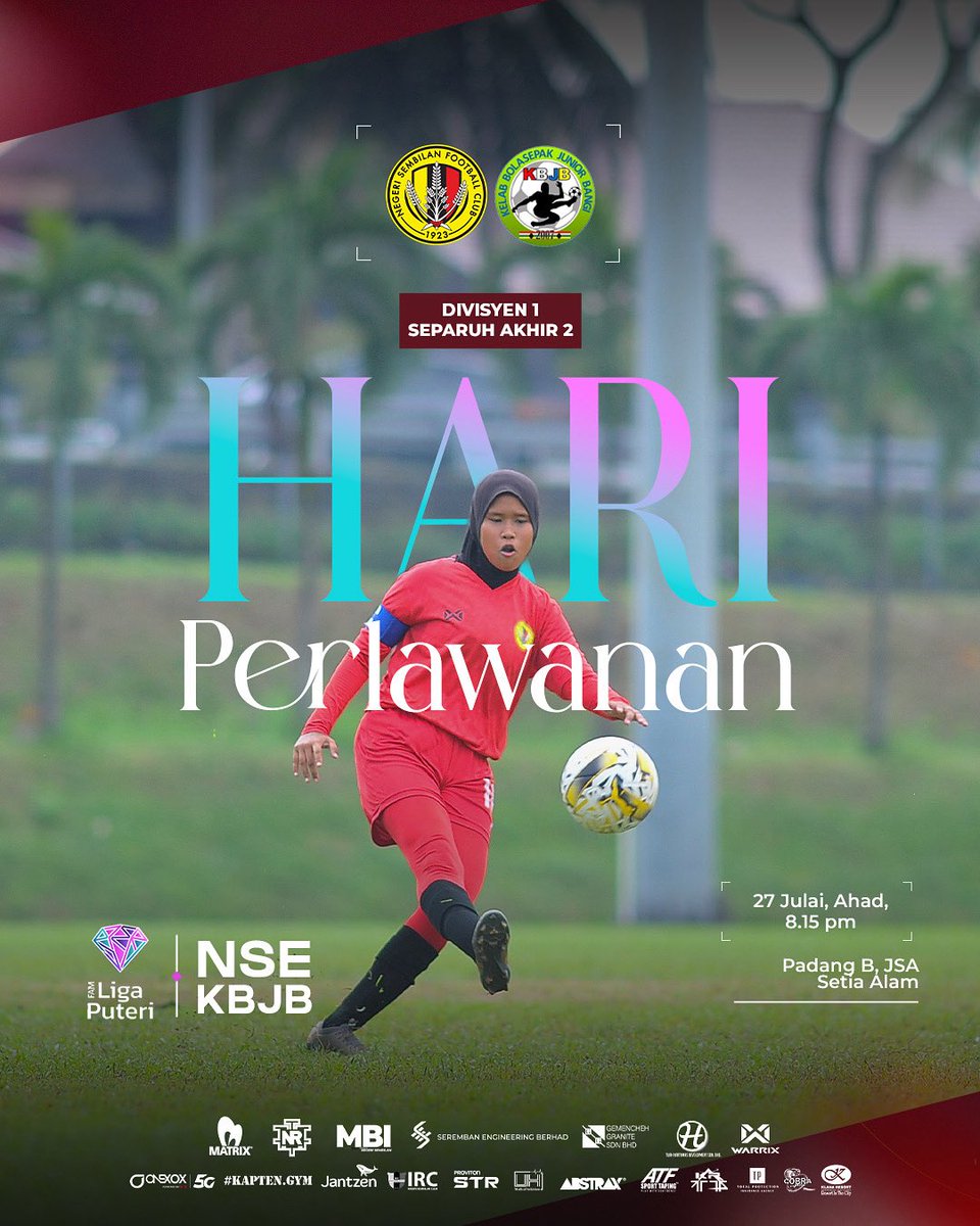 nsfc1923devt's tweet image. 🚨 HARI PERLAWANAN LIGA PUTERI 2025 - DIVISYEN 1 (SEPARUH AKHIR)

#MilahMudo akan berdepan cabaran Kelab Bola Sepak Junior Bangi di peringkat separuh akhir malam ini. 🟡⚫️🔴

Time to rock, Milah! 🤘🏻

#NSFC
#HobinJangHobin
#NSFCdevt
#LigaPuteri2025