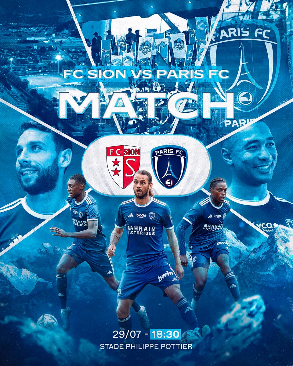 💙 𝑱𝑶𝑼𝑹 𝑫𝑬 𝑴𝑨𝑨𝑨𝑨𝑨𝑻𝑪𝑯 🔥

⚔️ Nos Parisiens affrontent le <a href="/FCSion/">FC Sion</a> pour leur troisième match de préparation au stade Philippe Pottier de Monthey en Suisse !🔥

⏰ Coup d’envoi 18h30 !

🔵⚪ #CertifiéParis | #SIOPFC