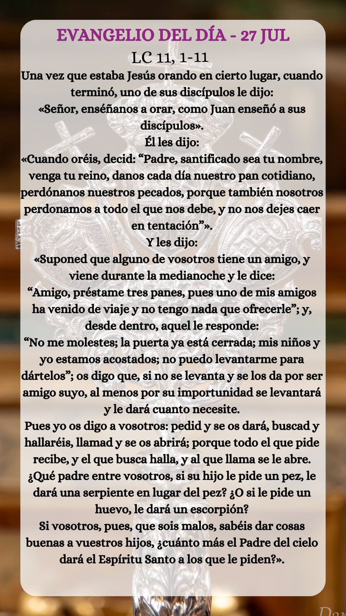 XVII Domingo del Tiempo Ordinario: os dejamos el Santo Evangelio para su lectura y reflexión. #SomosMuseo