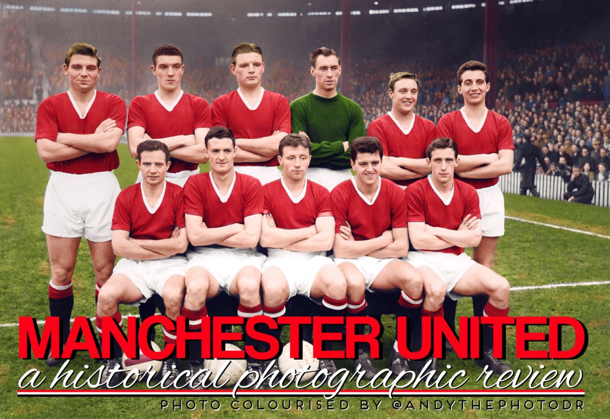 paulenglish1961's tweet image. Today’s team picture. A classic Babes lineup. Back row (L-R): Duncan Edwards, Bill Foulkes, Mark Jones, Ray Wood, Eddie Colman, David Pegg.
Front row: Johnny Berry, Billy Whelan, Roger Byrne, Tommy Taylor, Dennis Viollet. #MUFC #UTFR #GGMU #ManchesterUnited