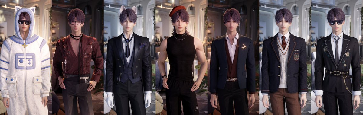 lemuriazure's tweet image. Rafayel weekly outfits (7.21 ~ 7.27)