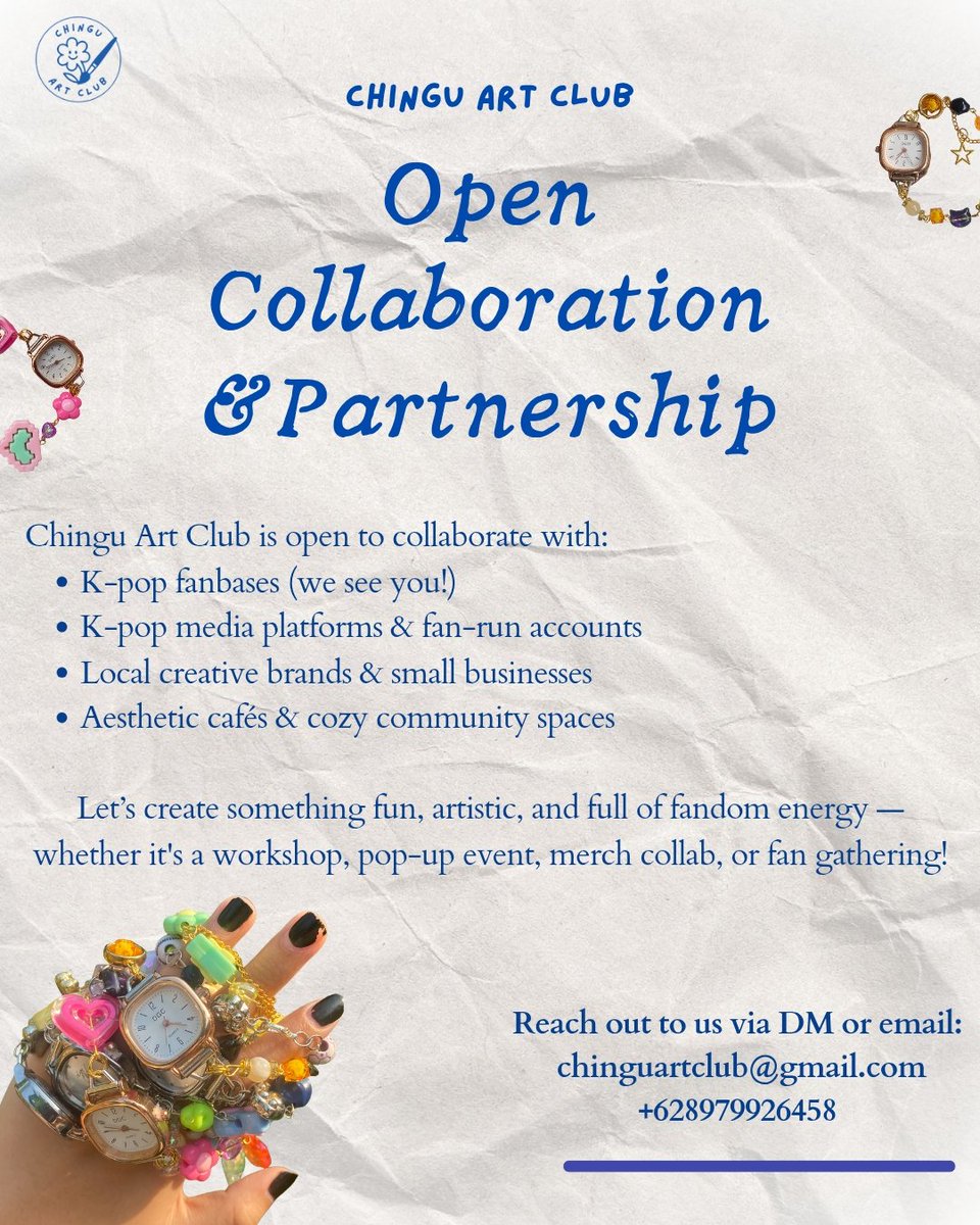 Chinguartclub's tweet photo. Weโre open for collab & media partner!
All Kpop Fanbases, cute brands, and cozy cafe. letโs team up! ๐
๐ฉ DM or email us at chinguartclub@gmail.com
#workshop #kpoptwt #zonajajan #medpar https://t.co/7FKi5v0vYE