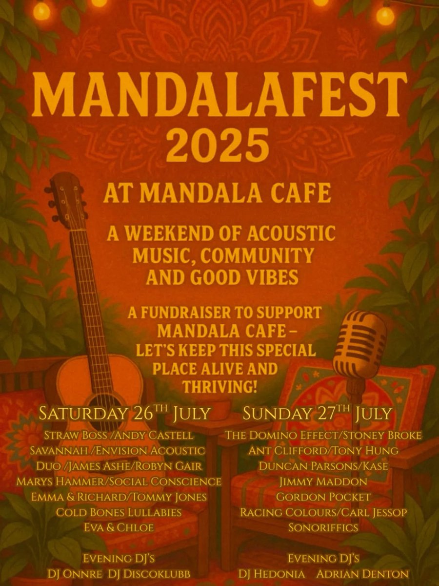 Today’s gig: Mandala Cafe for Mandalafest!
Love this gig each year, one of the most I look forward to playing!

I’m on at 3! - Jimmy x