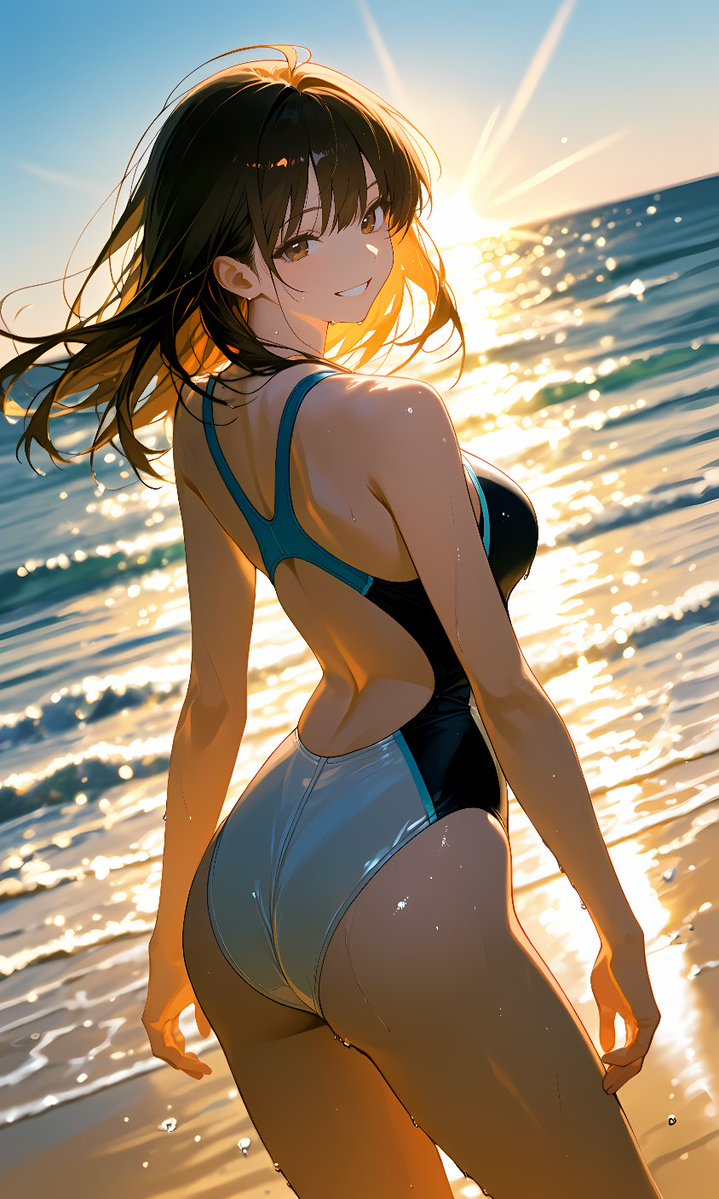 reborn_sub's tweet image. 逆光でまぶしい水面(みなも)と君の笑顔