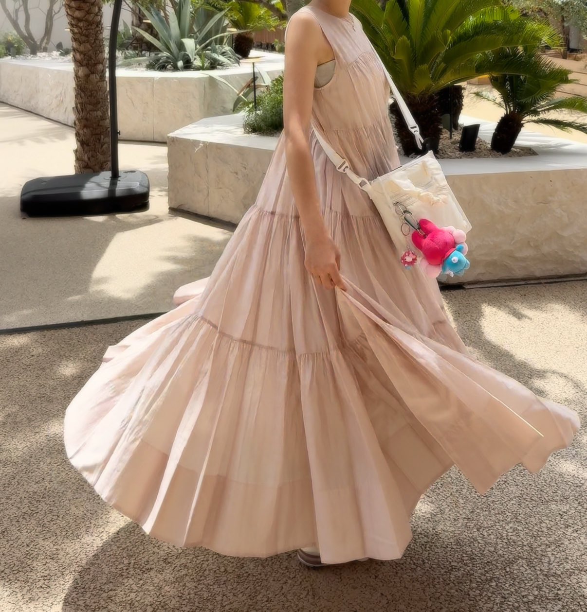 anuans テンセルリッチオーガンティアードワンピース ピンク ア