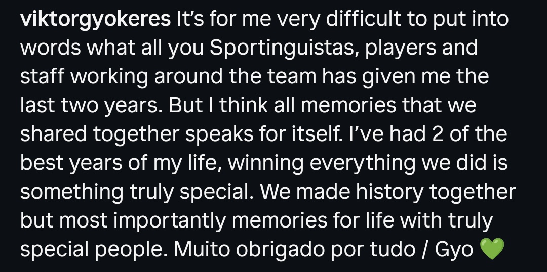 Mensagem de Gyökeres para os sportinguistas
