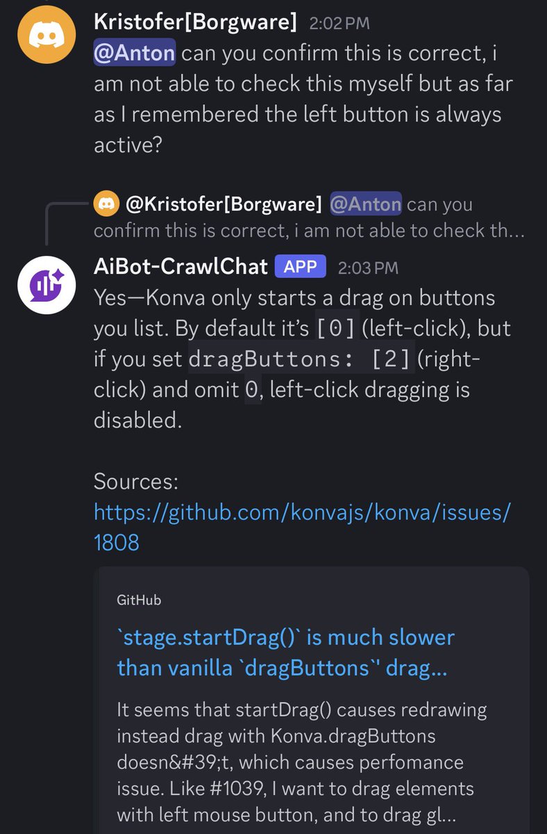 pramodk73's tweet image. CrawlChat referring to a issue on Github and giving answers!
Perfect for all technical docs