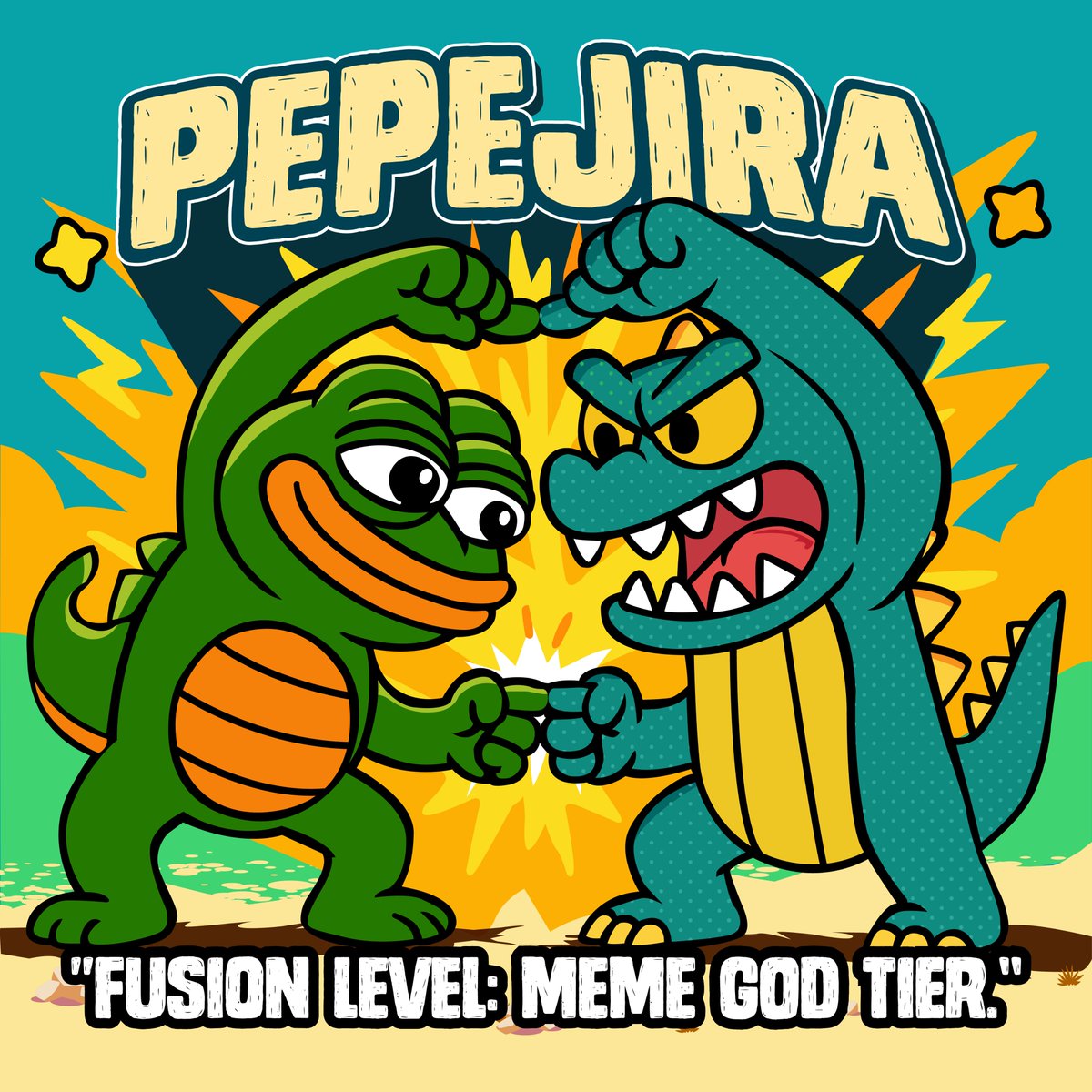 My submission meme artwork for: 
The KING OF MEMES CONTEST FINAL AIRDROP
 
PepeZilla x LFGojira:_PEPEJIRA🔥_  

"Fusion Complete: When Gojira and PepeZilla finally merge to dominate the blockchain.” #PepeZillaArmy

<a href="/PepeZilla_Coin/">PepeZilla</a>