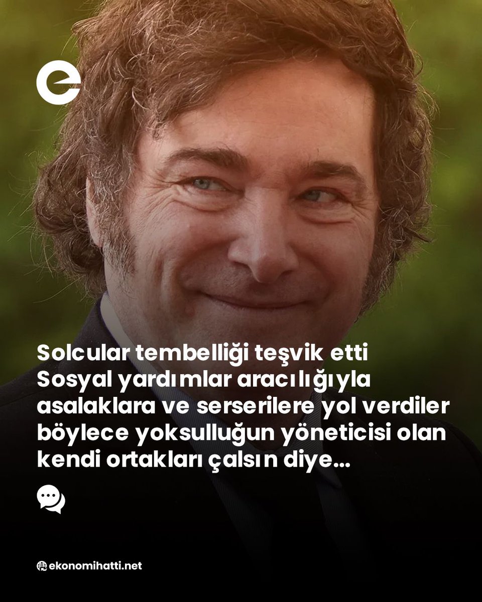 ⭕️ Arjantin Başkanı Javier Milei:

🗣️ "Solcular tembelliği teşvik etti. Sosyal yardımlar aracılığıyla asalaklara ve serserilere yol verdiler, böylece yoksulluğun yöneticisi olan kendi ortakları çalsın diye. Biz bu or*spu çocuklarının rantlarını kestik”

kaynak: nnairobi