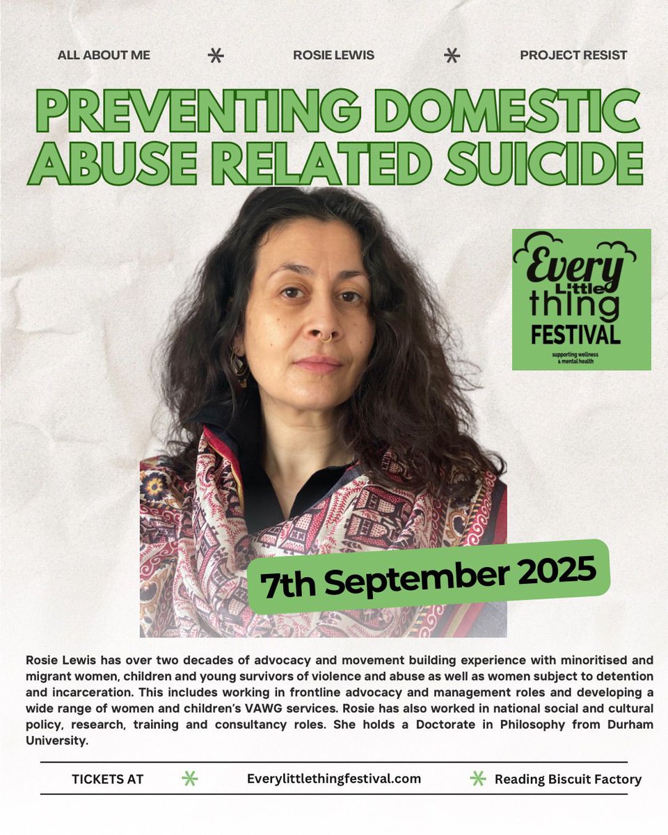 shazmataz72's tweet image. We’re deeply honoured to welcome Sharon Holland, Rosie Lewis, and Harriet Wistrich to the Every Little Thing Festival, where they will speak out as part of the vital Domestic Abuse Related Suicides campaign.
Through powerful personal stories, expert insight.