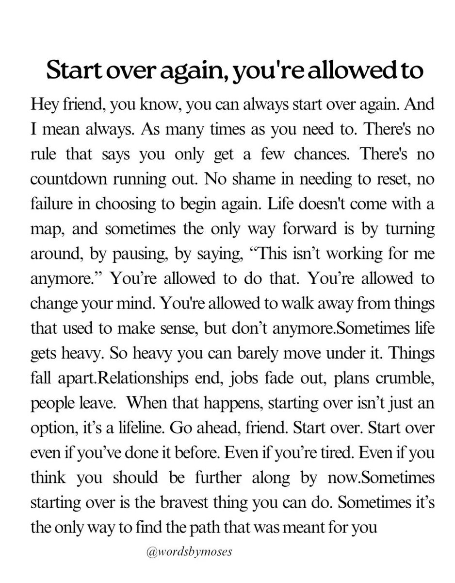 Start over again, you're allowed to