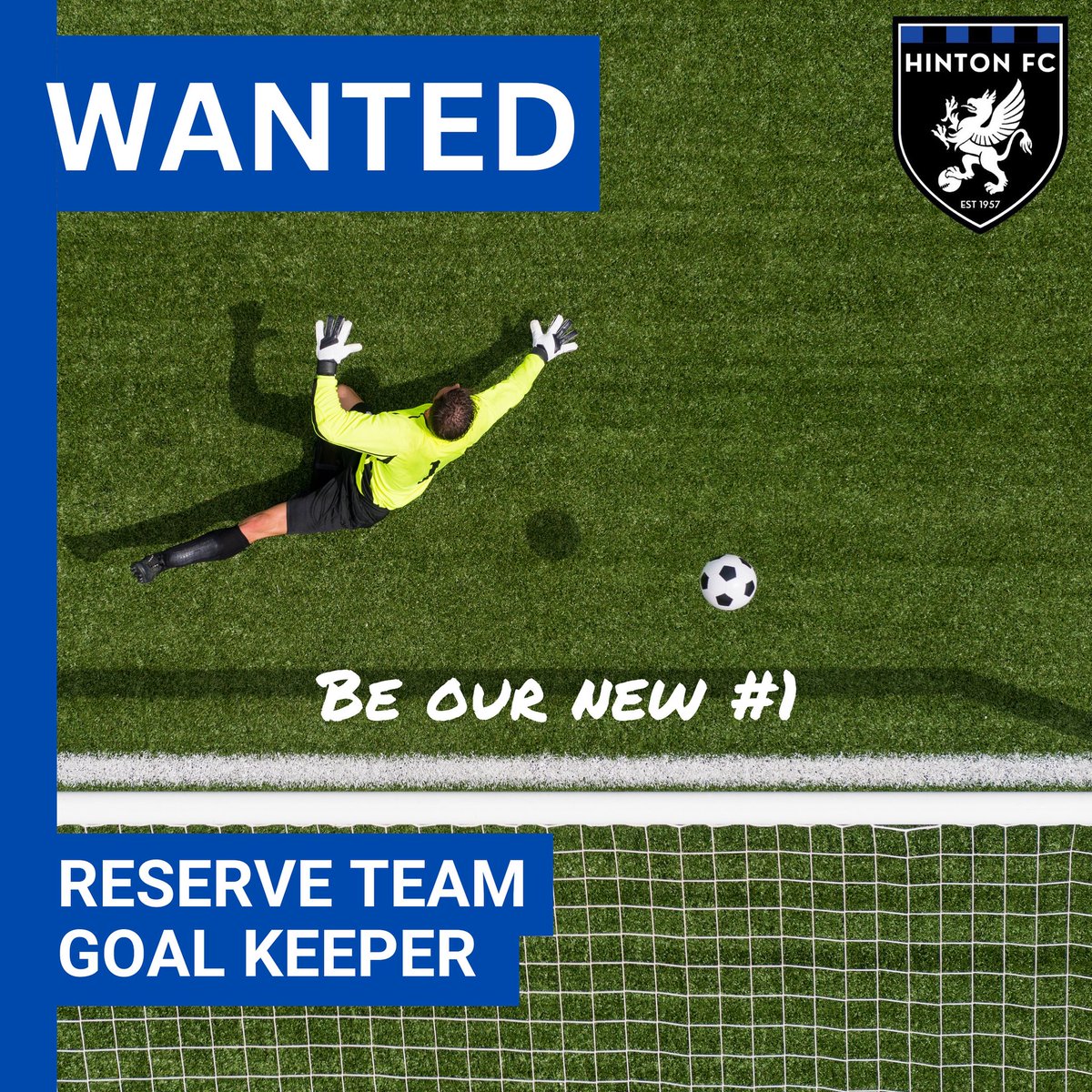 🚨𝐁𝐞𝐜𝐨𝐦𝐞 𝐨𝐮𝐫 𝐧𝐞𝐰 #𝟏🚨

A great opportunity to become our new #1 for the reserve team competing in Herts County Division 2. 

We’re looking for an ambitious &amp; confident GK to push &amp; compete for the 1st team #1. 

DM for more info 📨 

#COYH 🔵⚫️