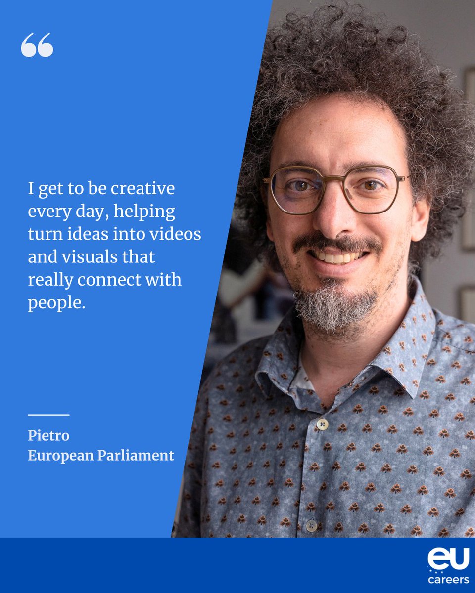 🟦 The EU Institutions are looking for communication pros like Pietro!
🚨 Deadline in 2 days
🎯 Apply by 29 July at 12:00 Brussels time to one field ⤵️ 
bit.ly/4kW5o4I
1️⃣ Graphic design and visual content production
2️⃣ Social media and digital communication 
3️⃣ Webmaster