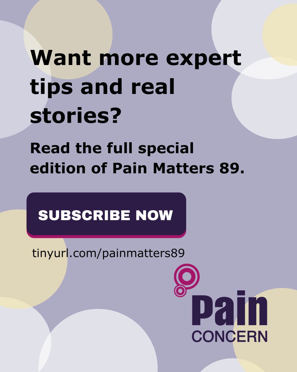 Want to understand pain, ease stress &amp; build activity?

Pain Matters 89 is our 30th anniversary edition — a trusted guide for living well with pain.

Includes expert tips, real stories &amp; evidence-based advice on sleep, mood, movement &amp; more.

tinyurl.com/m6vuckh2
#ChronicPain