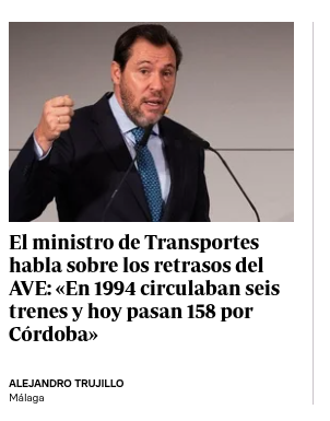 qtyop's tweet image. En 1994 había bastante más que 6 circulaciones diarias Sevilla-Madrid.
Also 158 circulaciones diarias dan 10 circulaciones por hora. Una cada cinco minutos. Hoy dos dobles vía de salida hacia el sur (para las 158) y una doble vía de salida hacia el norte (para unas 145).