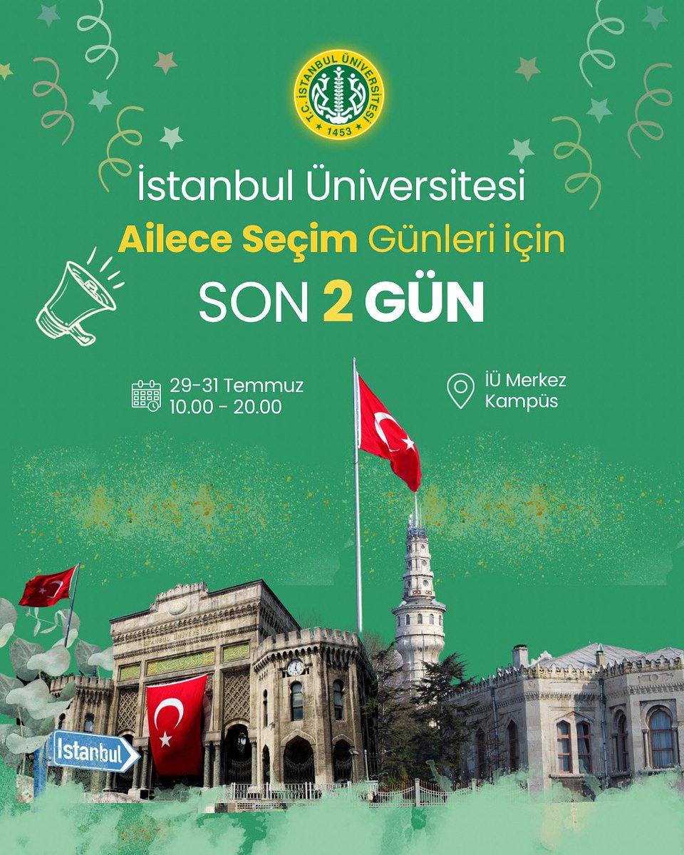 istuniresmi's tweet image. 🎉 “Ailece Tercih” Günlerine Son 2 Gün!
Akademik mükemmeliyet, köklü bir gelenek ve güçlü bir gelecek burada birleşiyor. İstanbul Üniversitesi’nin parçası olmak isteyen en nitelikli adaylarla kampüsümüzde buluşuyoruz.
🔗 2030’a İstanbul Üniversitesi farkıyla hazırlanın!