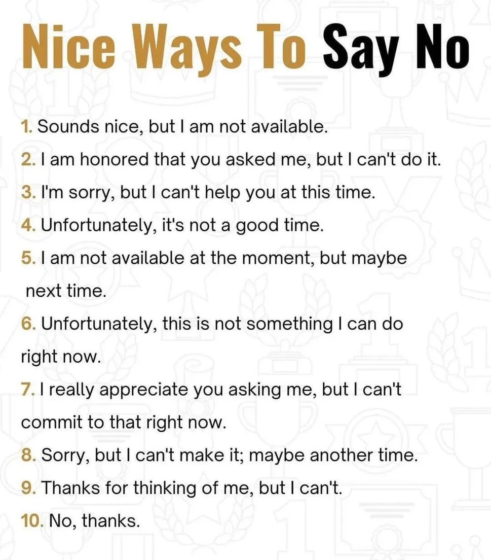 leerningtipse's tweet image. Nice ways to Say No.