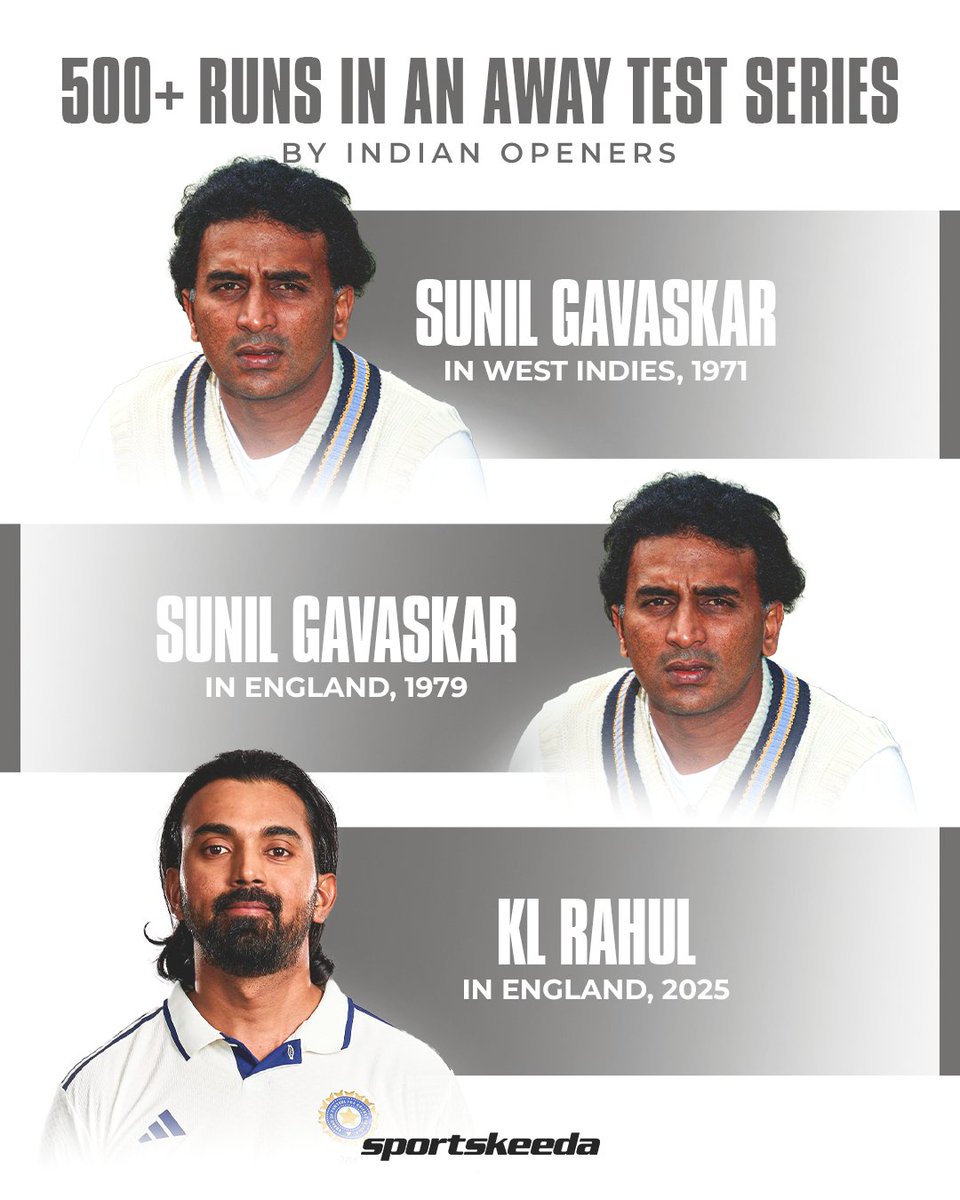 KL Rahul becomes only the second Indian opener after Sunil Gavaskar to score 500+ runs in an away Test series! 🇮🇳🤍💪

#ENGvIND #Tests #KLRahul #Sportskeeda