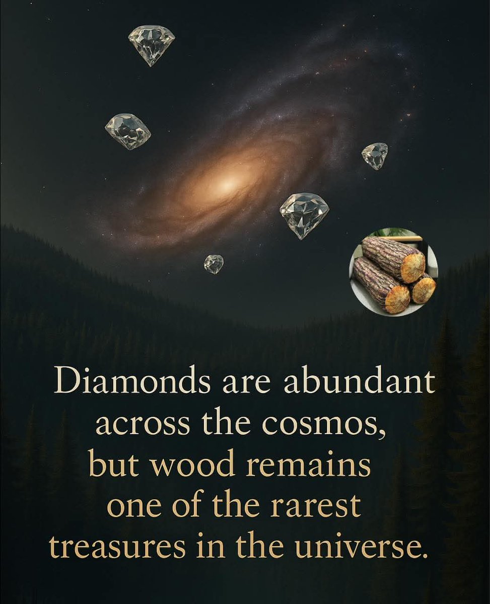 UniversalNerve's tweet photo. 💎 Diamonds are common in space — found in stars, meteorites, even entire planets.
🌲 But wood?
It’s a miracle of life.
No trees, no photosynthesis, no forests beyond Earth.

Wood is rarer than diamonds in the universe.
Cherish this living planet. 🌍✨ https://t.co/CzFPiBFrjG