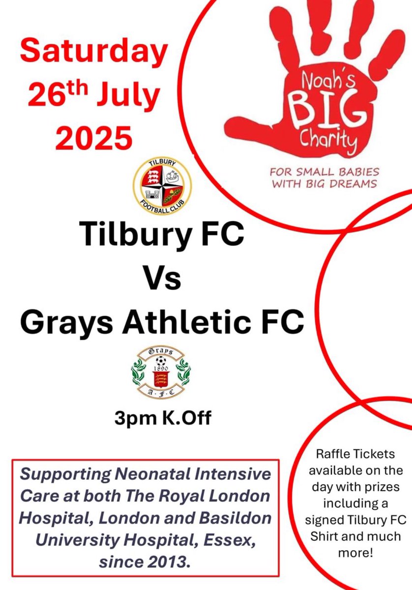 tilburyfc's tweet image. 🤝 A massive thank you to everybody who donated and got involved with the raffle for Noah’s Big Charity yesterday!

👏 We managed to raise £425 on the day for a brilliant cause!

🔗 Read more about the work they do here: noahsbigcharity.com/?fbclid=IwZXh0…