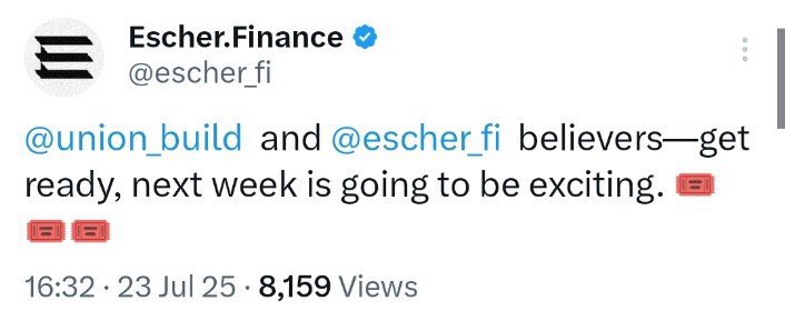 Em3rald4U's tweet image. And Union shall come like a thief in the night, when everyone is asleep
We wait for what Escher and Union are cooking this week