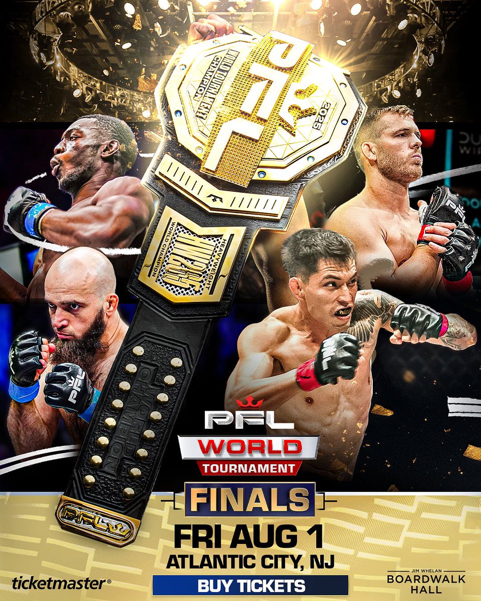 PFL (@pflmma) on Twitter photo Who will sit on top as the 2025 #PFLWorldTournament champions?
Welterweights & Featherweights get their shot in Atlantic City on August 1st LIVE from <a href="/BoardwalkHall/">Jim Whelan Boardwalk Hall</a>
Be there for History!
ποΈ pfl.info/25WTAC Who will sit on top as the 2025 #PFLWorldTournament champions?
Welterweights & Featherweights get their shot in Atlantic City on August 1st LIVE from <a href="/BoardwalkHall/">Jim Whelan Boardwalk Hall</a>
Be there for History!
ποΈ pfl.info/25WTAC